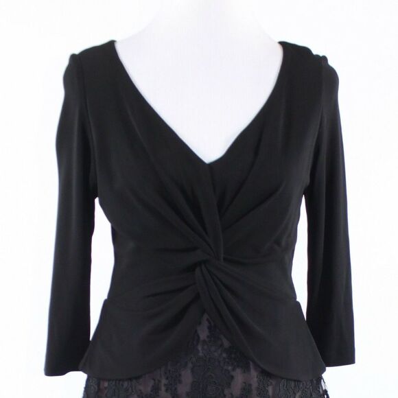 Black lace KEVAN HALL 1/2 sleeve peplum dress 10 - Picture 2 of 8